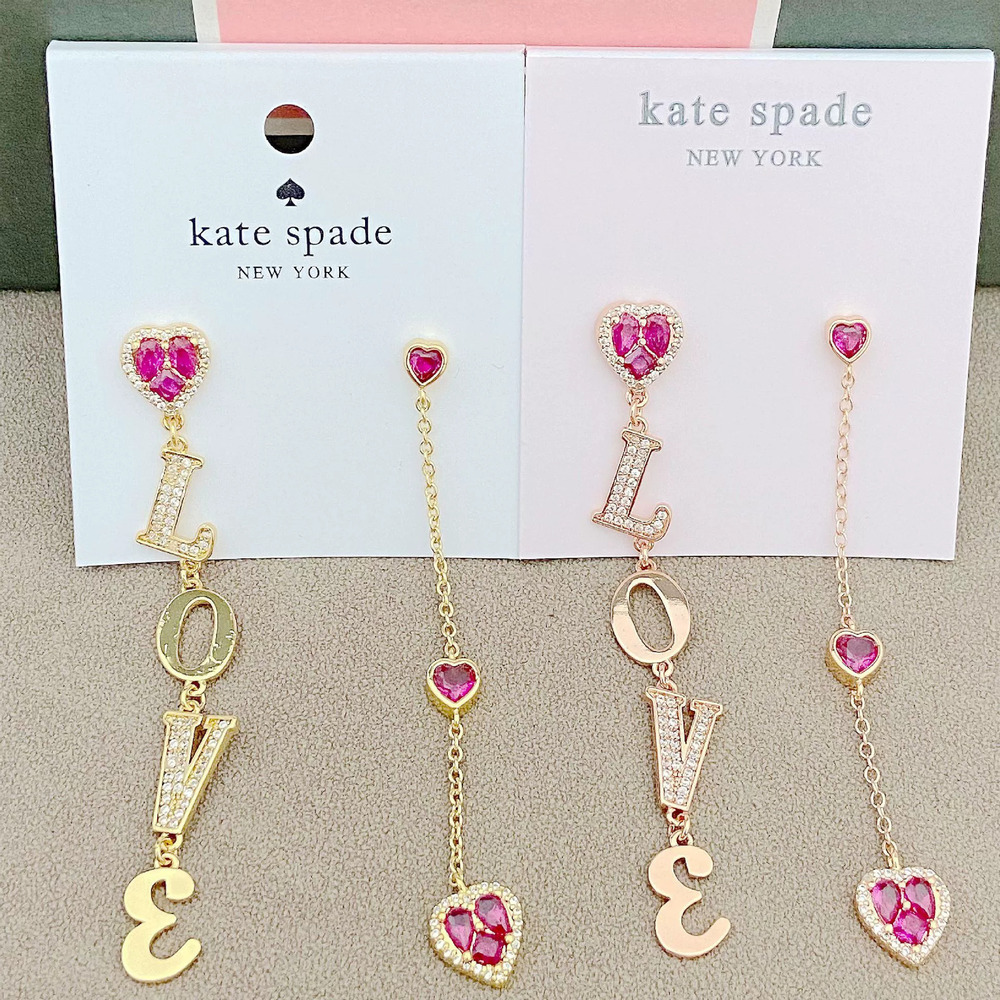 kate spade Red Heart Asymmetric Zircon Earrings